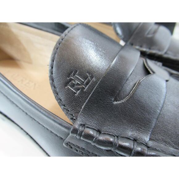 Women's LAUREN Ralph Lauren Wynnie Burnished Leather Penny Loafer Black - Picture 8 of 10
